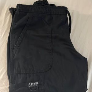 Black Cherokee workwear flare scrub pants